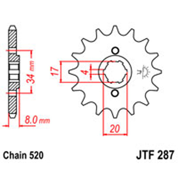 JT JT Gear Box Sprockets G/B 287-14T HON (267)